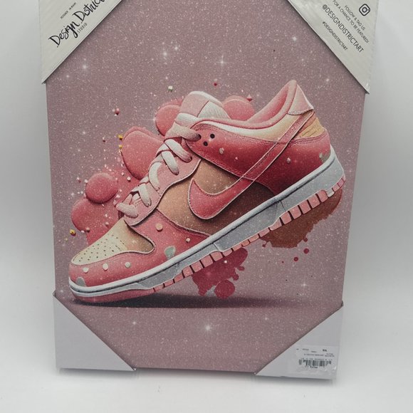 Design District Studio Pink Nike Dunk One Canvas Wall Art 14”x11” New - Picture 1 of 4